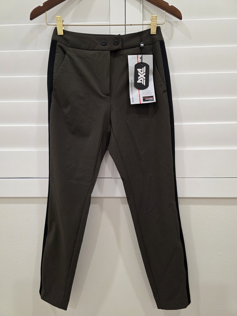 PXG Golf Stretch Olive Green Dress Pants with Black Side Panels
